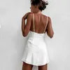 2022 Sexy Plised Plised Sling Sukienka Kobiety Y2K Modne Sexy Slim Backless Bandage Party Dress Black White Vestido de Mujer Y1006