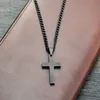 Hängsmycke Halsband Enkel Mäns Kors Charm för Kvinnor Män Rostfritt Stål Svart Bön Halsband Christian Jesus Choker Colar