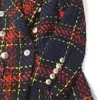 HIGH STREET Fashion Runway Designer Blazer Bottoni in metallo leone da donna Colori scozzesi Giacca in lana tweed Taglia S-XXL 211019