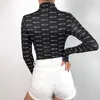 النساء الياقة المدورة طويلة الأكمام رومبير بذلة يوتار قمم ارتداءها playsuit تي يوتار سليم قمم رومبير كم طويل بلوزة Y0927