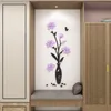 Adesivos De Parede Rosa Vaso Acrílico Para Sala de estar Quarto Plum Blossom DIY Arte Decoração Forma Flor Home Decor