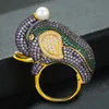 Anéis de casamento Godki 2021 moda grande elefante encantos cúbico zircão anel de declaração para mulheres contas de dedo charme bohemian beach jóias