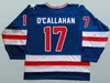 1980 Man Retro USA 아이스 하키 유니폼 17 Jack Ocallahan 21 Mike Eruzione 30 Jim Craig 컬러 블루 화이트 스티치 러닝 유니폼