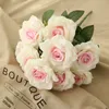 Rose Flor Bouquet Artificial Branco Vermelho Flores Decoração de Casamento 10 Cabeças Flores De Seda Rosas Falseiras Flores Decoração Home Bunch