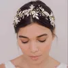 Clipes de cabelo Barrettes A127 Cristal Wedding Fand da cabeça das folhas de ouro acessórios de flores para mulheres Tiara Rhinestone Bride Headwe