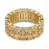 Hommes Hip Hop glacé pierres anneaux bijoux mode or bague de mariage jaune Simulation diamant bague