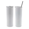 Snabb leverans Hot Sublimation 15oz / 450 ml Tumbler Vit Blank Slim Kids Mugg Med Straw Lid 197 S2