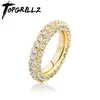 TopGrillz 3 ряд CZ Золотое кольцо Blingced Out Full Micro Pave Cubic Zirconia хип-хоп панк-стиль ювелирных изделий для женщин 211217