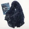 Fashion Plain Lace Floral Hijab Scarf Cotton Beads Headband Scarves Head Wraps Shawls Muslim Pashmina 180 * 80cm