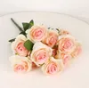 Bouquet di rose schiaffeggianti Rosa di seta a testa di fiore grande 9 teste Fiori di rosa artificiali con foglia per decorazioni per la casa di nozze