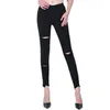 Été Plus La Taille Taille Haute Skinny Denim Jeans Pantalon Femmes Déchiré Trou Strechy Crayon Pantalon Noir Jeggings pour femme 210720