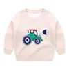 Bulldozer Pattern Boys Sweaters Toddler Winter Clothes Children Knitted Wear Cotton Kids Pullover Y1024