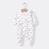 Pureborn Nouveau-né Combinaison à pieds Unisexe Pyjamas pour garçons Filles Coton Imprimé Footies Printemps Automne Vêtements de bébé 210309