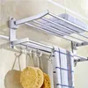 Alumimum pliable salle de bain porte-serviettes support de rangement cintre cuisine hôtel serviette vêtements étagère avec 5 crochets Y200407