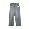 Men's nostalgic washed jeans straight street clothing retro loose hip hop designer 0124