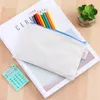 5 Colors DIY Blank Canvas Pen Bag Painting Zipper Pencil Pens Bags Student Stationery Storage Pouch Large Capacity BH5055 TYJ