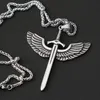 Pendant Necklaces Vintage Angel Holy Sword Stainless Steel Cross Necklace For Men Fashion Jewelry Wing Punk Chain277I