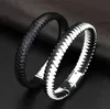 Fashion Cuff Magnet Bracelet Men's Vintage Black Braided Leather Bracelet Fine Jewelry Q0719