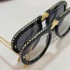 Damen- oder Herrensonnenbrille G 0307S, klassischer schwarzer dicker Plattenrahmen mit Diamantverzierung, faltbarer Metallbügel, ovale Linse, Designer-Originaldesign von höchster Qualität