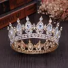 Nakłady nagłówki Kumpanie pełne koło Tiara Clear Rhinestones King / Queen Wedding Bridal Crown Crown Prezent Prezent