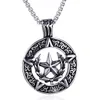 Colares pendentes Vintage Pentagram Estrela Colar Masculino Rodada Gótico Retro Lúcifer Satango Cadeia de 24 polegadas Masculino Jóias