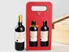 Presentförpackning 20st/mycket snabba dubbla vinpåsar med förpackningslådor Röd läderlåda