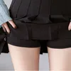 Schwarze Frauen Röcke mit Shorts Koreanischer Stil Plaid Faltenrock Kawaii Nette Hohe Taille Tennis Minirock Frauen Rosa Weiß 210225
