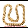 8mm/10mm/12mm/14mm/16mm rostfritt stål smycken 18K Guldpläterad högpolerad Miami kubansk länkhalsband Punk Curb Chain K3587