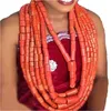 Boucles d'oreilles collier 4uJewelry Original corail perles ensemble de bijoux Orange couches bijoux africains Bracelet 2021