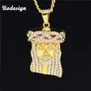 Collane con ciondolo Uodesign HIP Hop Iced Out Cristallo GESÙ Cristo Pezzo Testa Faccia Pendenti Catena d'oro per uomo Gioielli4759358