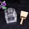 50 ml 50 g glazen geur diffusor flessen vierkante vorm met houten dop heldere parfum etherische oliediffuser kamer luchtvernieuwing