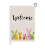 Happy Pasen Bunny Garden Flag Double Sized 12,5 x 18 Inch Spring Rabbit House Flag Yard Outdoor Decoratie Jute