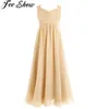 4-14 anos de idade garoto meninas flor chiffon vestido de renda para festa e casamento dama de honra de um ombro vestido formal maxi vestido q0716