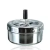 Round Push Down Metal Spinning Cigarette Ashtray for Home Office Bar and Restaurant Smoke Ash Tray Holder Indoor Outdoor