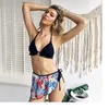 Traje de baño para mujer Traje de baño de verano T-Back Chica joven Tres piezas Mujeres Halter Sin espalda Vendaje Traje de baño Bikini sexy con mini falda