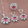Orecchini collana di gioielli da sposa set di zirconia rosa zirconia anello bracciale cristallino da donna yz0353
