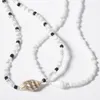 Кулон ожерелья богемный жемчужный корпус колье бусин ожерелье очаровательный женский двойной слой аксессуары модный пляж вечеринка ювелирных изделий подарок