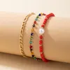 Anklets Fashion Colorful Beaded Anklet Sets For Wommen Boho Pearl Geometry Metal Multilayer Female Jewelry 17511 Roya22