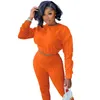 Women's Two Piece Pants Sense Of Design Bright Line Decoretion Jogging Suit For Women O-neck Long Sleeve Crop Top And Fitness Sporty Trouser