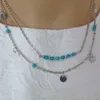 Multi-layer ronde Tibetaanse zilveren turquoise hanger kettingen mode cadeau nationale stijl vrouwen heren diy ketting hangers