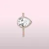 18K Rose Gold Tear drop CZ Diamond RING Original Box for Pandora 925 Sterling Sier Rings Set for Women Wedding Gift Jewelry wjl4726