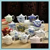 أشرطة الشاي Teaware المطبخ المطبخ منزل المنزل حديقة صينية Kung Fu Porcelain Teapot مع Infuser Handmade Dragon Flower Puer Tea Pot 350ml Ce