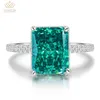 Wuiha 100 925 Silver Silver Créé Moissanite Emerald Gemstone Birthstone Wedding Engagement Ring Fine Bijoux entier1068588