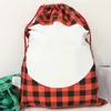 Sublimation Santa Sack Christmas Candy Gift Bag Cute Kid Tote Bags Lattice Drawstring Pocket Gifts for Children