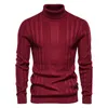 AIOPESON Slim Fit Pullovers Turtleneck Men Casual Basic Solid Color Warm Striped Sweater Mens Winter Fashion Sweaters Male 211018