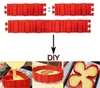2021 molde de pastel 4 unids/set rojo DIY pastel de silicona para hornear cuadrado Rectangular forma redonda molde mágico para hornear herramienta de pastelería