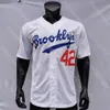 Jackie Robinson Jersey 1955 Creme Grey Vit Svart Blå Mode Grå Salute to Service Hall Of Fame Patch