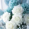 Nordisk snöflinga Flower Elegant Simulation White Rose Wedding Bridal Bouquet Artificial Silk Flowers For Home Dining Table Decor206B
