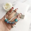 2021 Charm Beads fit for pandora Jewelry 925 Silver Bracelets Snowflake Pendant Bangle blue charms Diy with original gift box