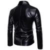 Marque Tactique PU Veste En Cuir Hommes Oblique Zipper Col Roulé À Capuche Col Moto Veste En Cuir Mâle Jaqueta De Couro 211009